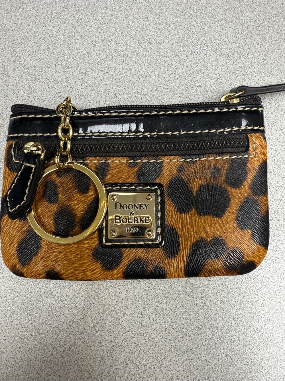 Dooney & Bourke Leopard Print Keychain Wallet/Pouch in Brown and Black - Picture 4 of 4